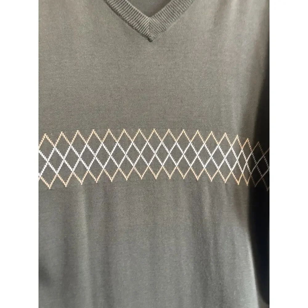 Men's Short Sleeve Sweater Pullover V-Neck Grandpa VTG Preppy Old Money Size XL